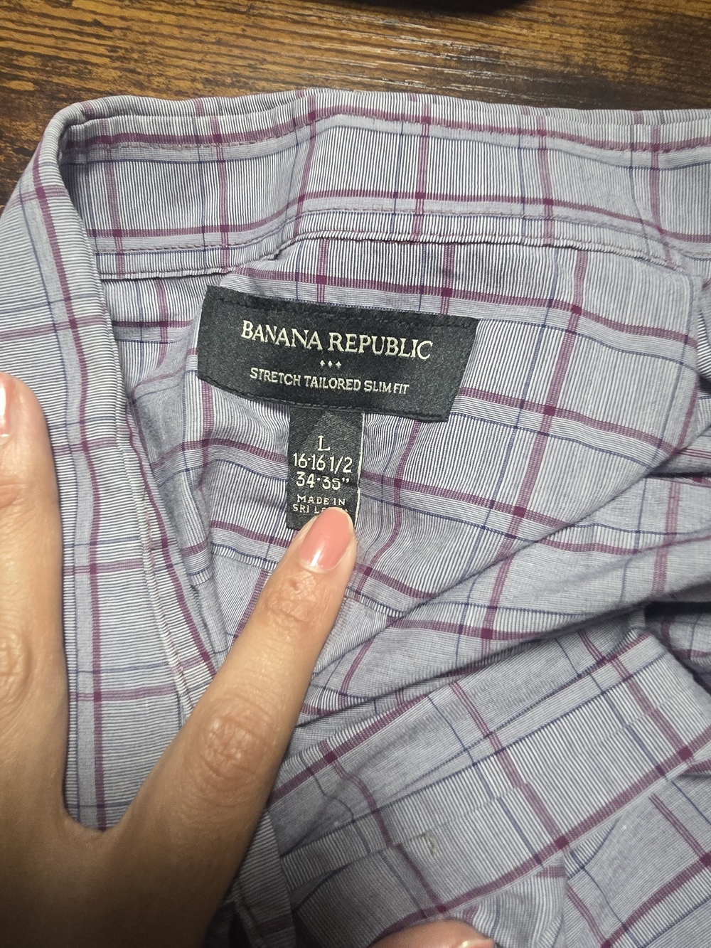 Banana Republic Men’s Purple Plaid Long Shirt